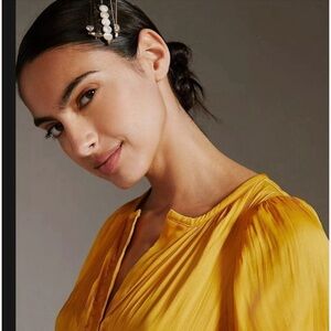 Anthropologie Golden Yellow Midi Dress